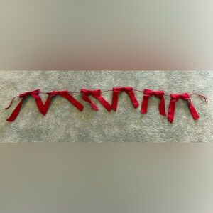 Red felt Bow Garland small bead detail on bows